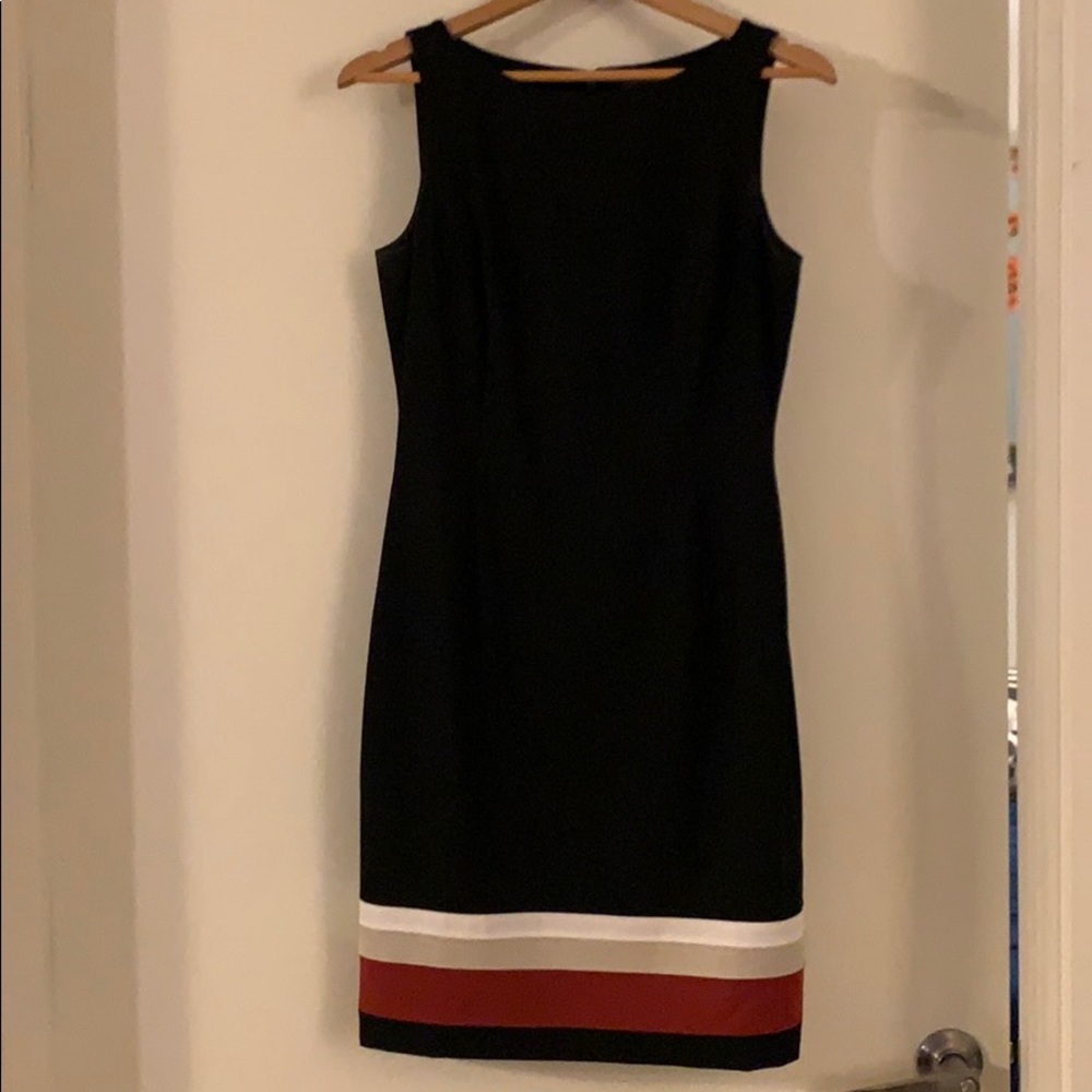 Business casual narrow A-line black dress